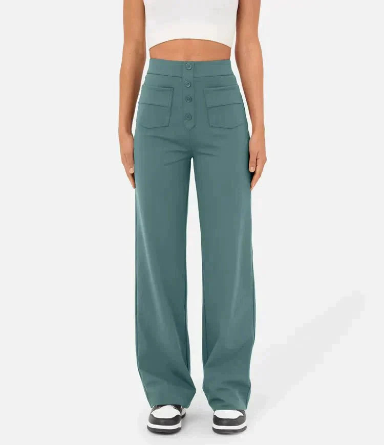 High-Waisted Elastic Pants