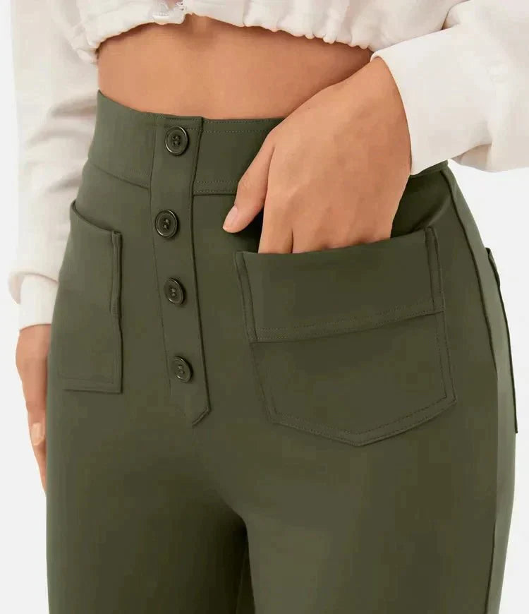 High-Waisted Elastic Pants