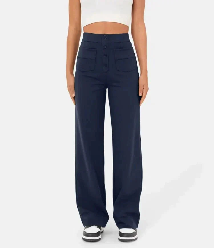 High-Waisted Elastic Pants