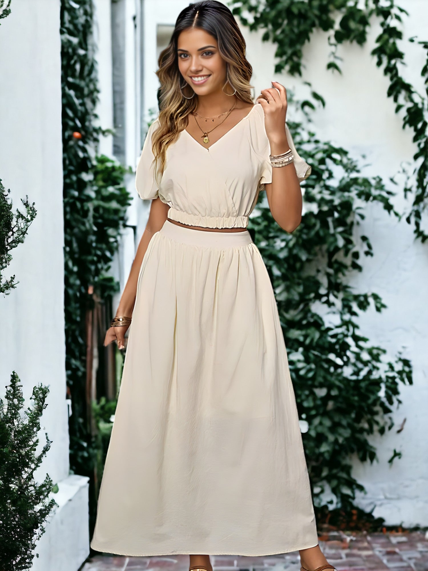 Alexia - Crop Top and Long Skirt Set