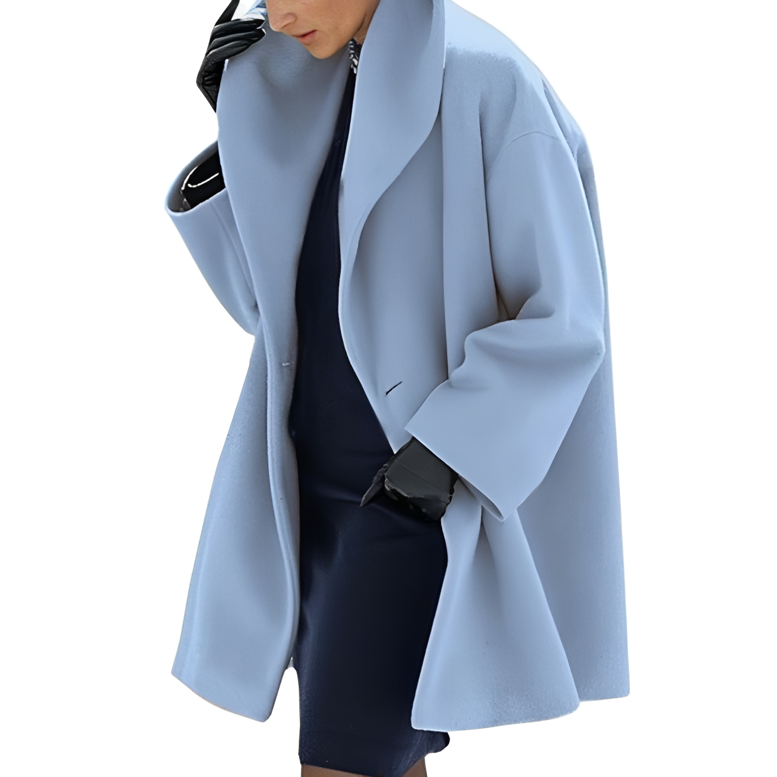 Elegant coat with wide collar for women