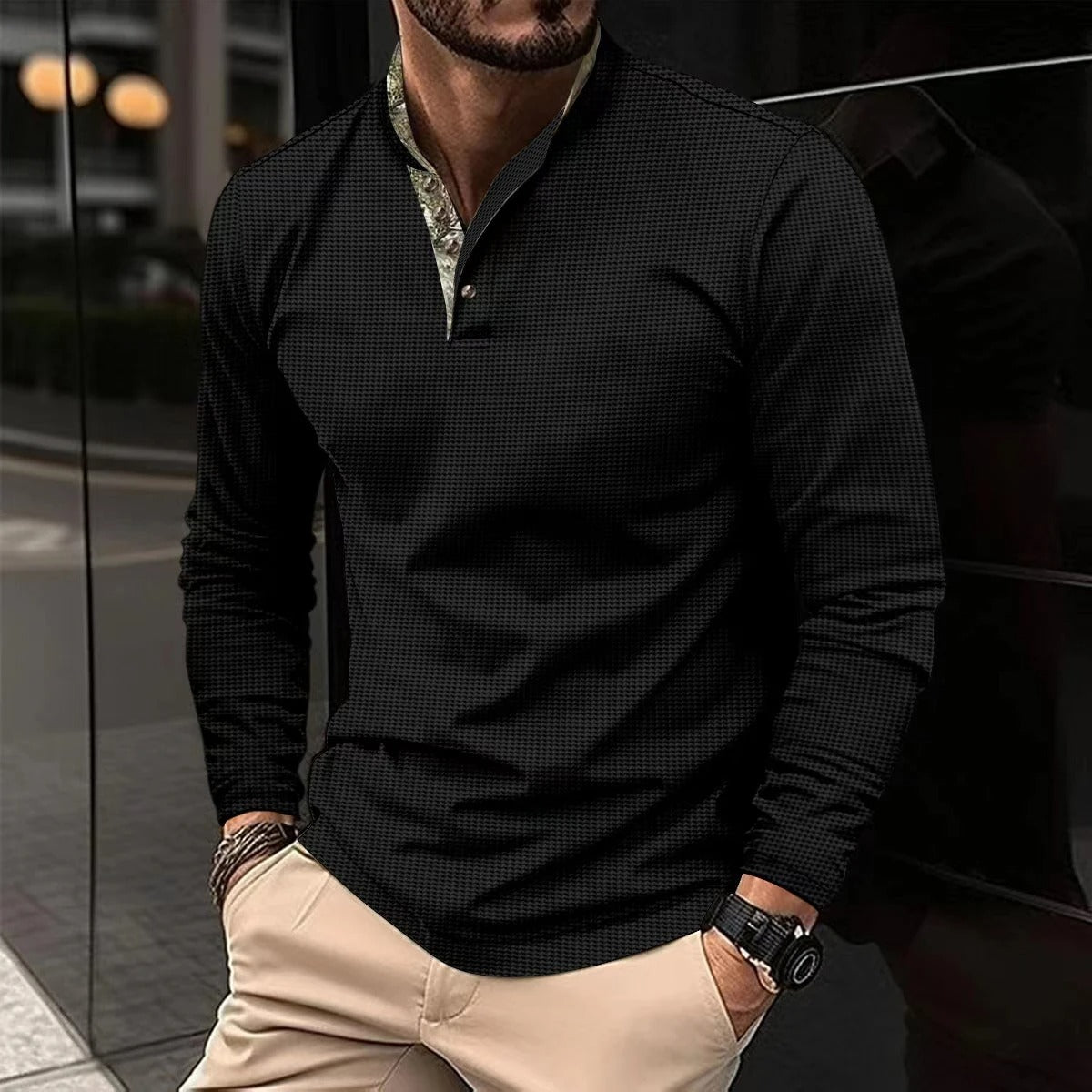 Stylish long-sleeved polo for men