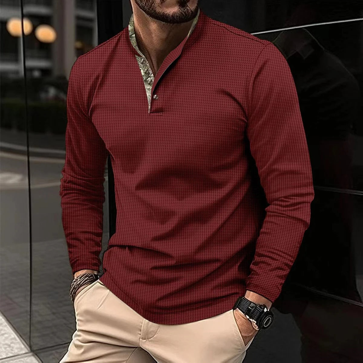 Stylish long-sleeved polo for men