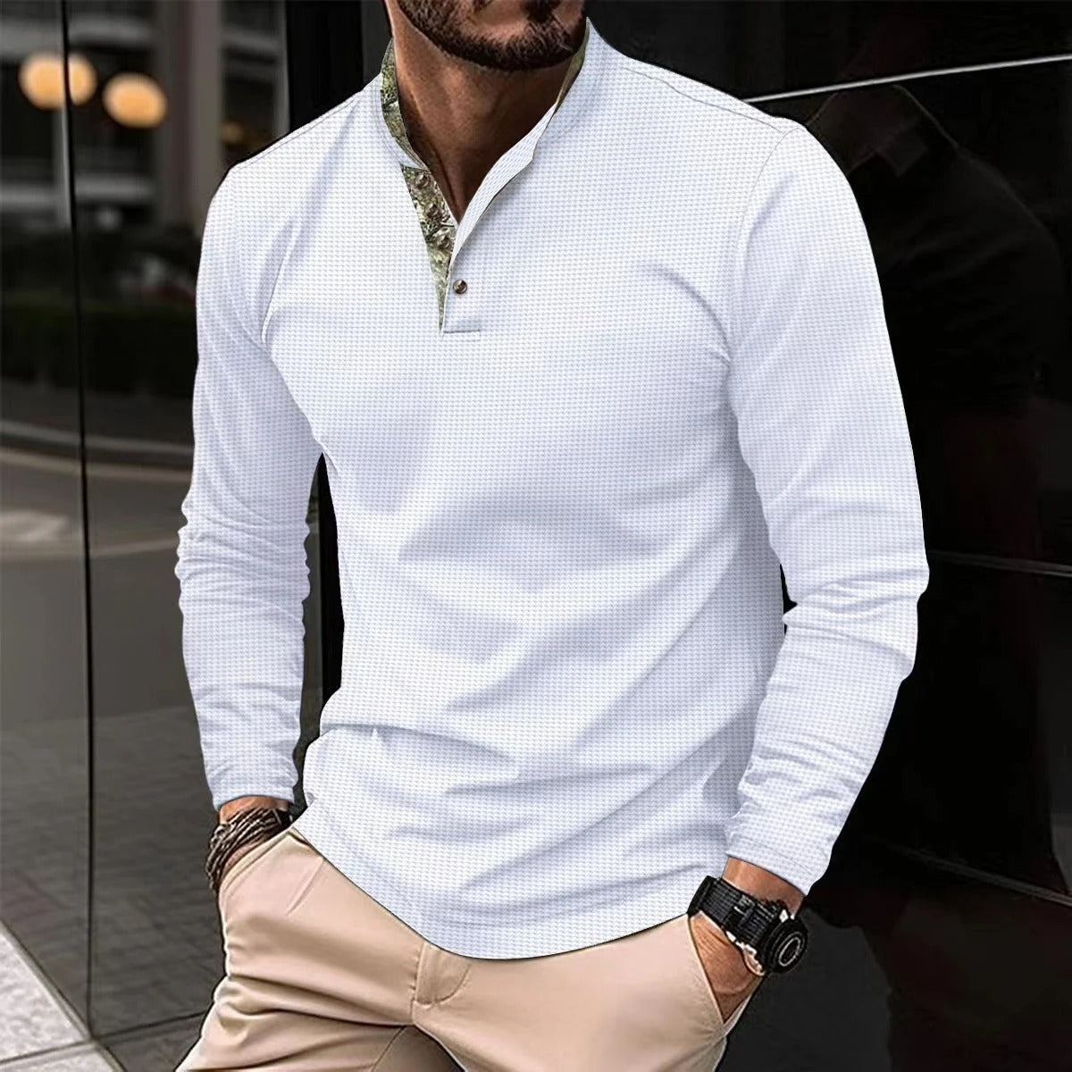 Stylish long-sleeved polo for men