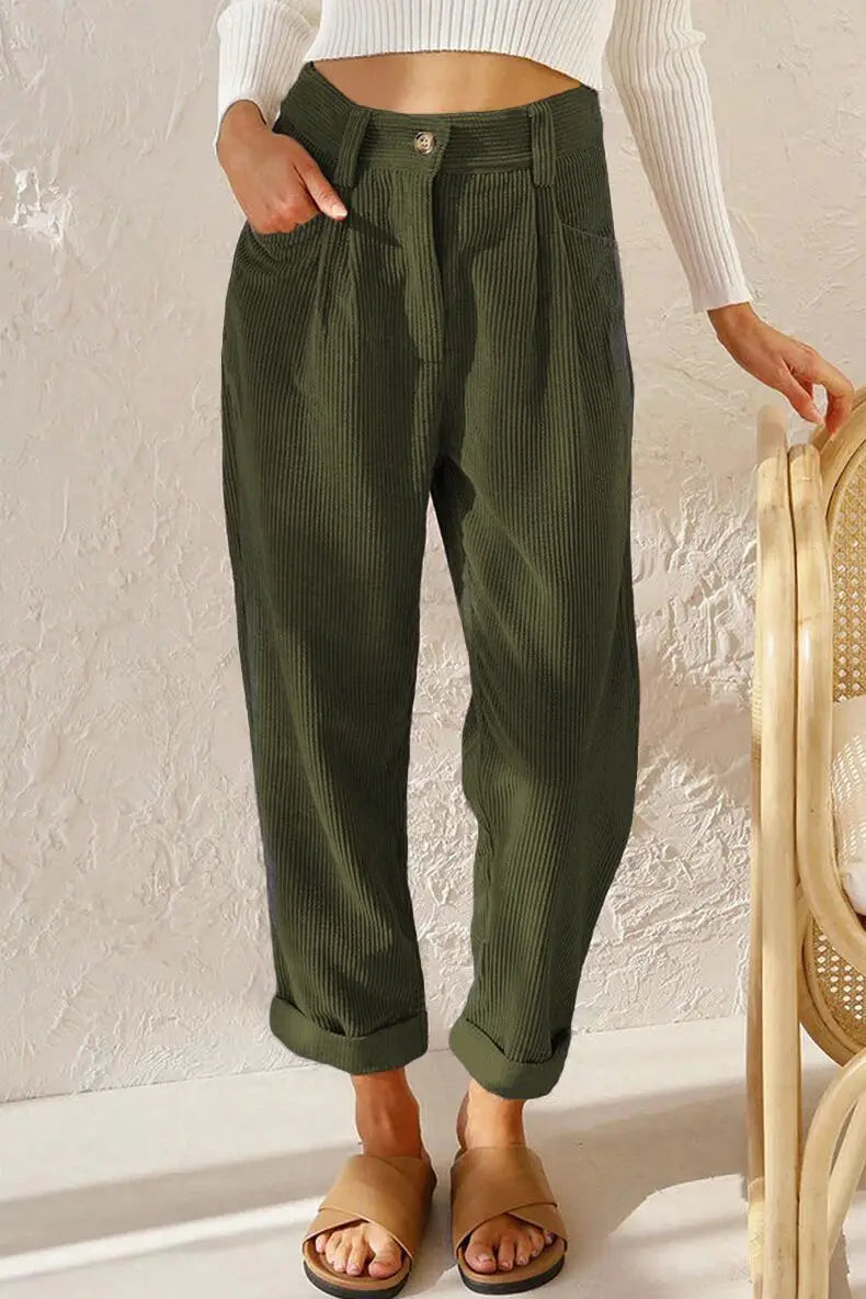 Frida - Retro High-Waisted Corduroy Pants